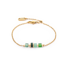 Load image into Gallery viewer, Bracelet Mini Cubes &amp; Chain Gold Green
