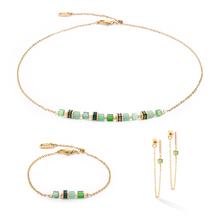 Load image into Gallery viewer, Bracelet Mini Cubes &amp; Chain Gold Green
