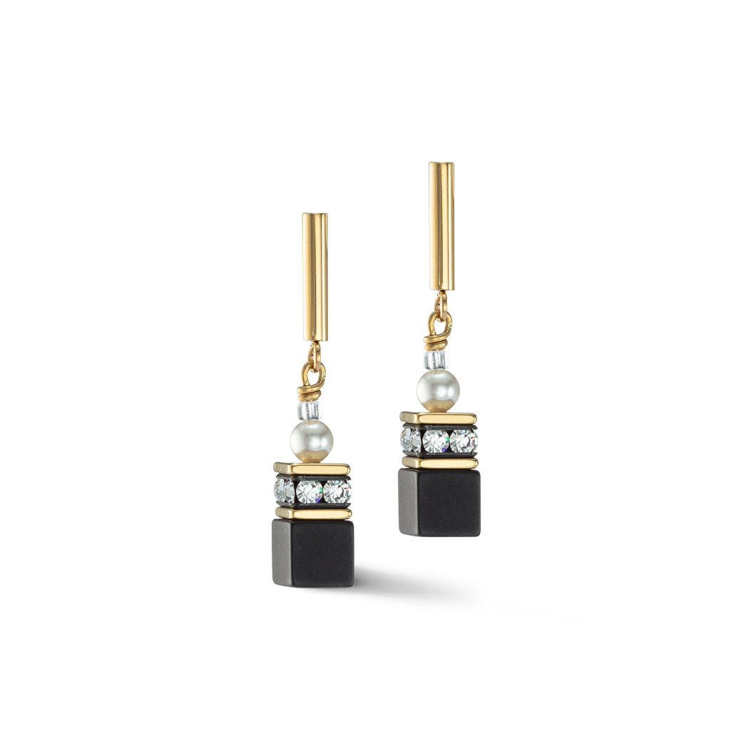GeoCUBE® Precious Fusion Pearls Earrings Black-gold