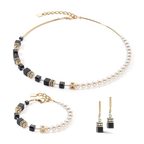 GeoCUBE® Precious Fusion Pearls Earrings Black-gold