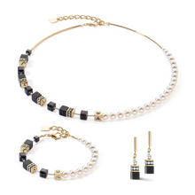 Load image into Gallery viewer, GeoCUBE® Precious Fusion Pearls Earrings Black-gold

