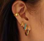 Gold Aqua Blue Huggie Hoops