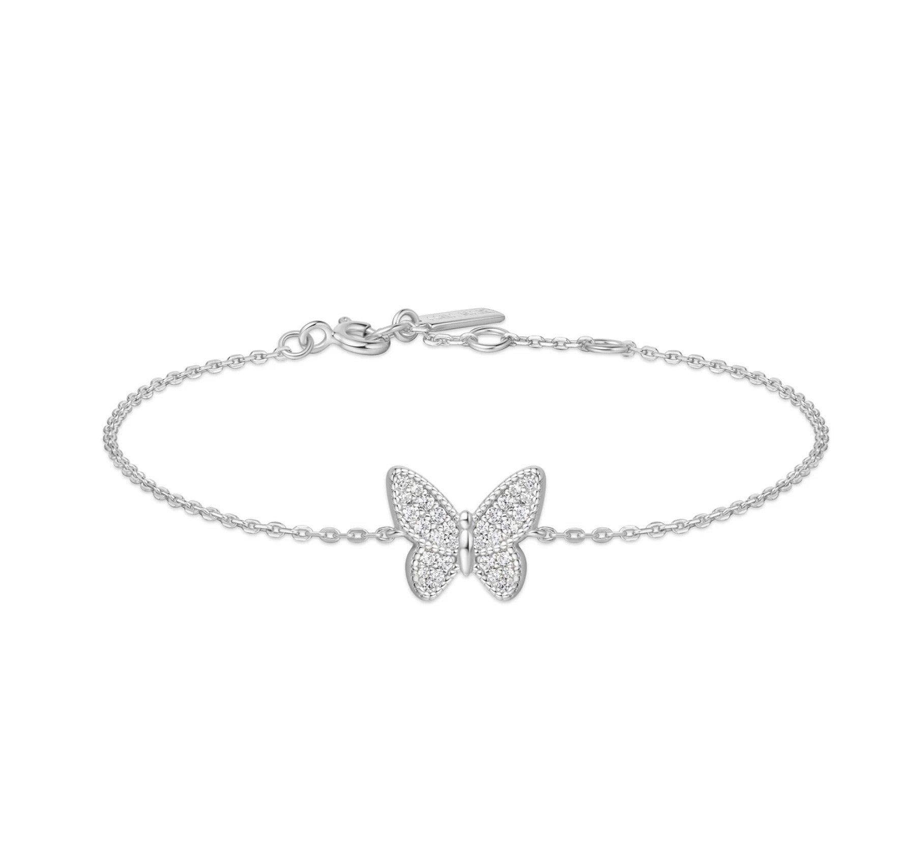 SILVER BUTTERFLY PAVE BRACELET