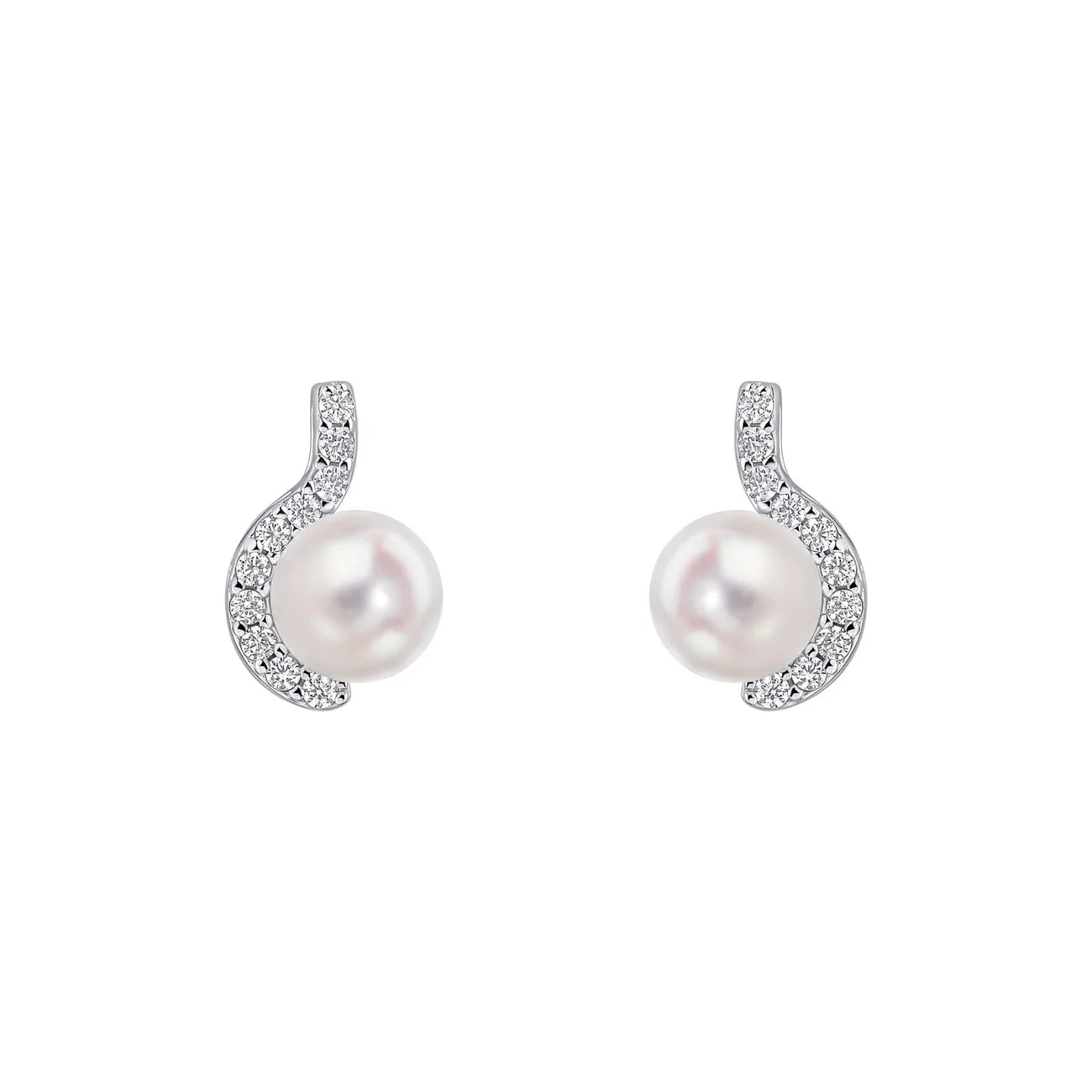 Diamonfire Half Halo Pearl Stud Earrings