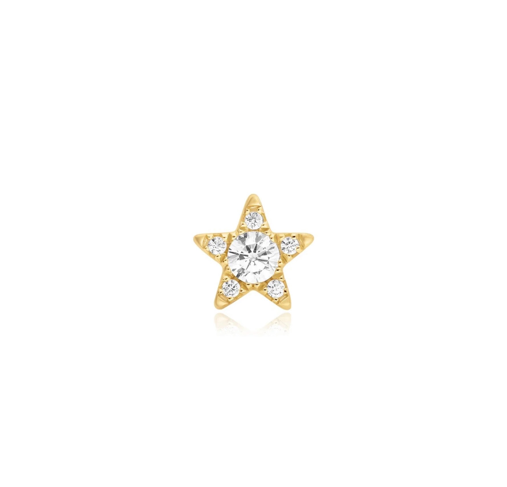 GOLD FIVE-POINT STAR BARBELL SINGLE EARRING