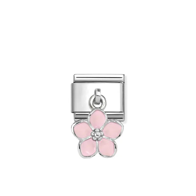 Nomination Silver and Pink Flower Charm