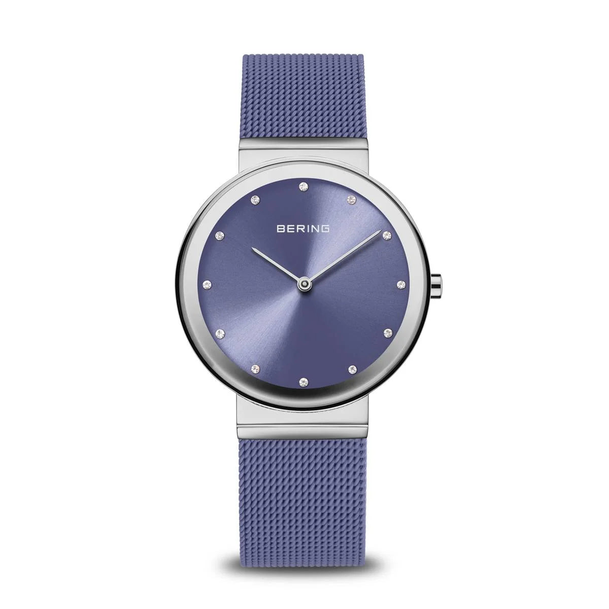 BERING Ladies Silver/Lavender Blue Watch with Milanese Mesh Strap