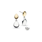 Coast Pebble Golden Double Droplet Stud Drop Earrings