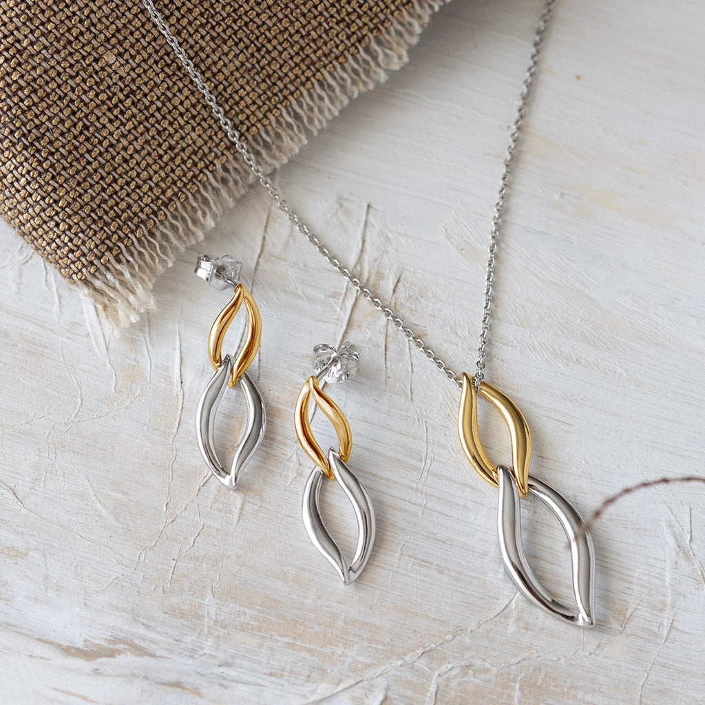 Entwine Twine Link Golden Drop Earrings