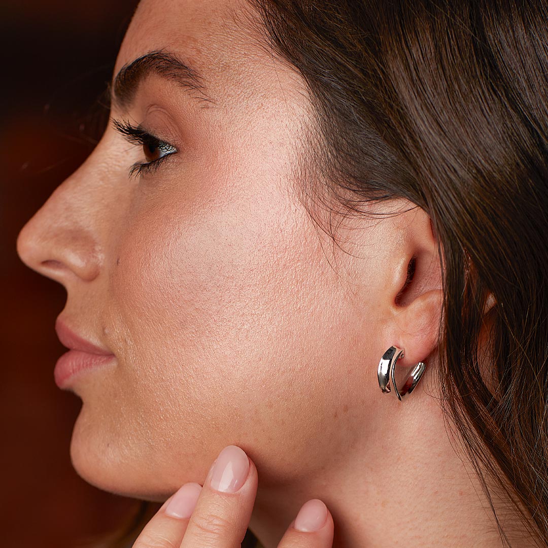 Serenity Grande Semi Hoop Stud Earrings