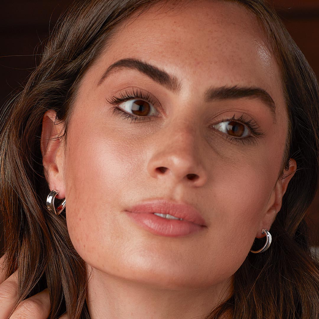 Serenity Grande Semi Hoop Stud Earrings