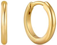 GOLD SMOOTH HUGGIE HOOP EARRINGS