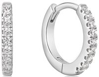 SILVER SPARKLE MINI HUGGIE HOOP EARRINGS