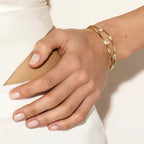 Nomination Rebel Art Gold Cuff Bracelet with White Stones