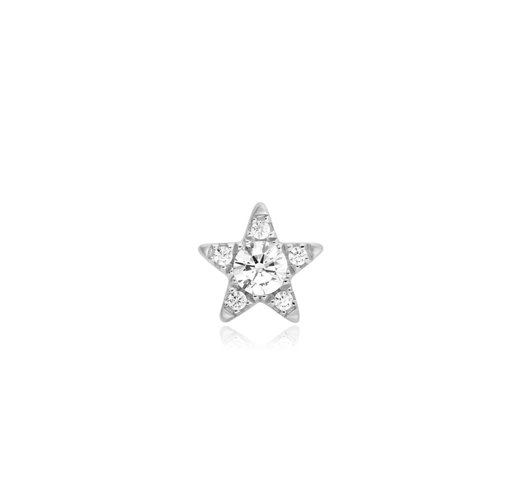 SILVER FIVE-POINT STAR BARBELL SINGLE EARRING