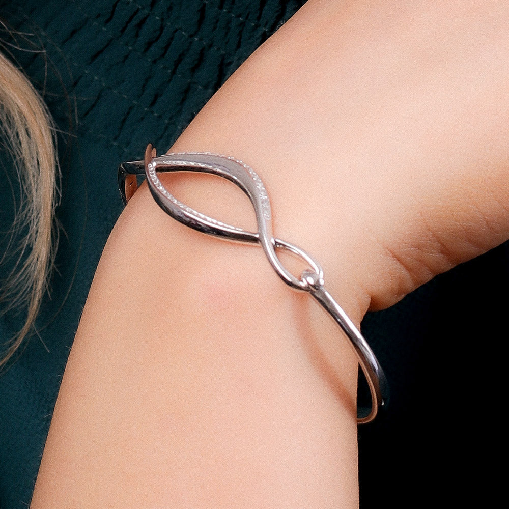 Entwine Twine Twist Pave CZ Hinged Bangle