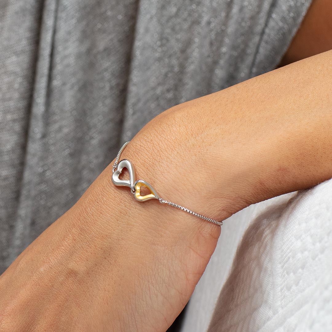 Desire Love Story Double Heart 7.5" Slider Bracelet