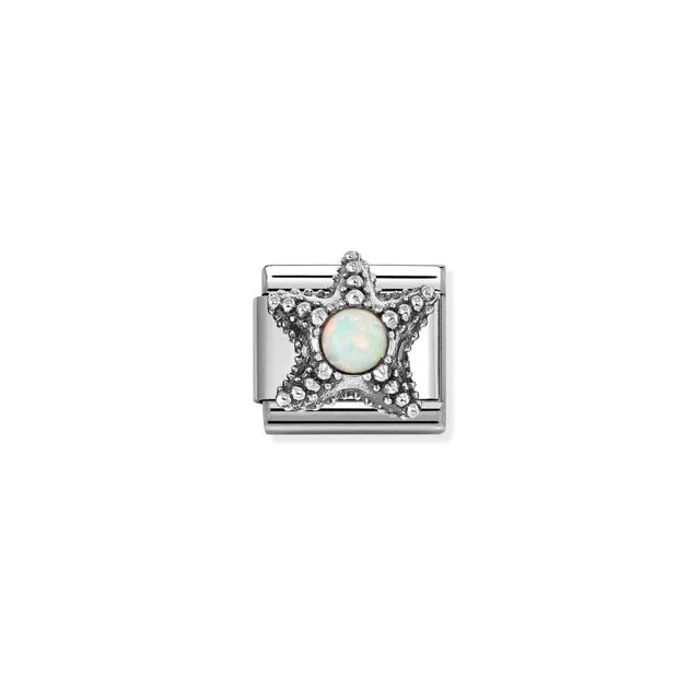 Nomination Silver Starfish White Opal Charm