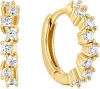 GOLD SPARKLE CLUSTER HUGGIE HOOP EARRINGS