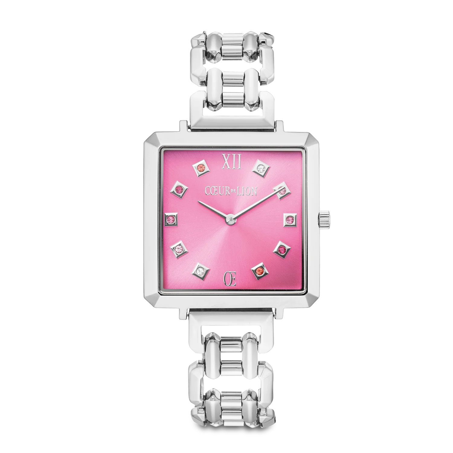 Coeur De Lion Iconic Cube Statement Watch Viva Magenta silver