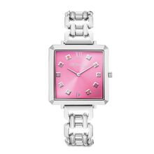 Load image into Gallery viewer, Coeur De Lion Iconic Cube Statement Watch Viva Magenta silver
