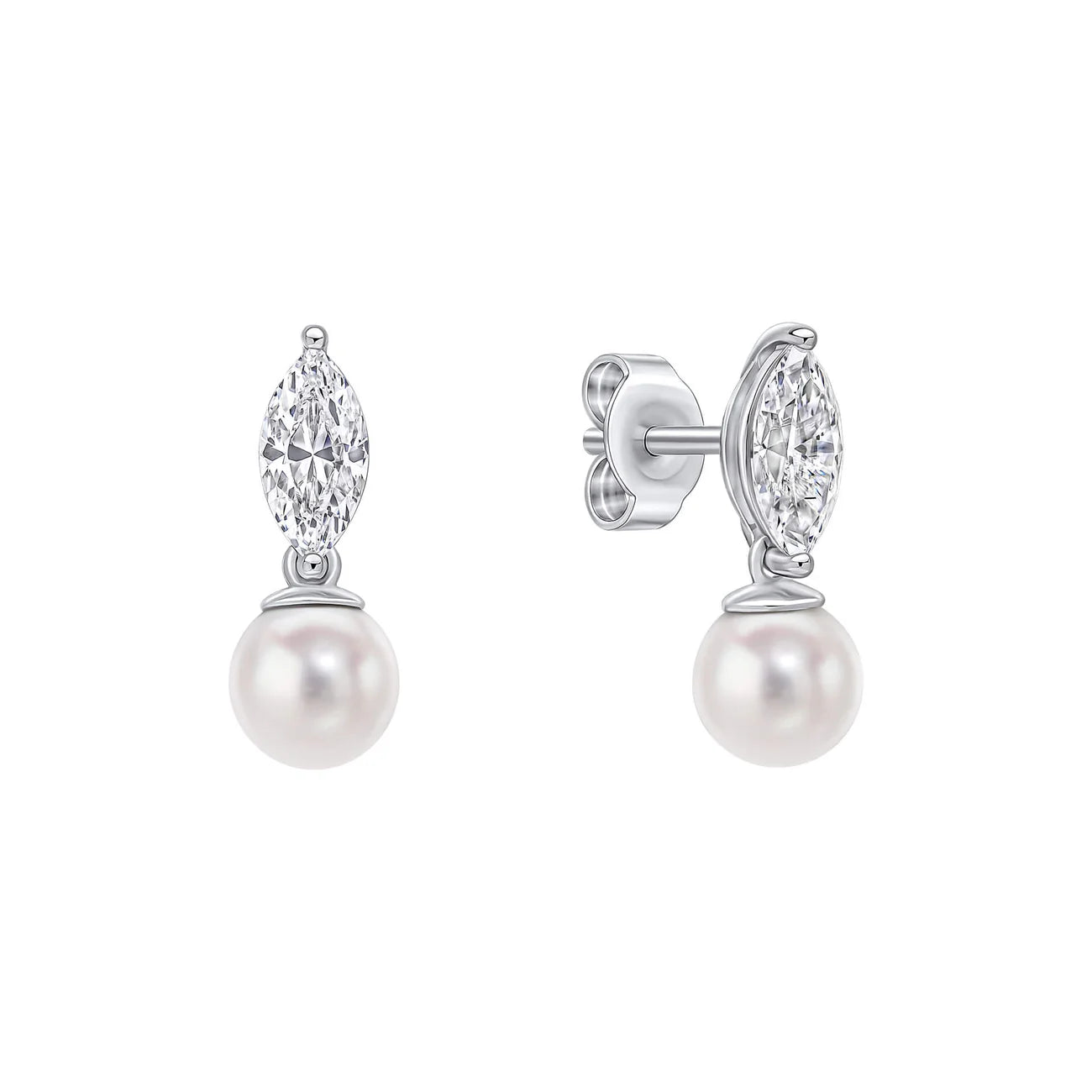 Diamonfire Pearl Marquise Drop Earrings