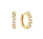GOLD SPARKLE CLUSTER HUGGIE HOOP EARRINGS