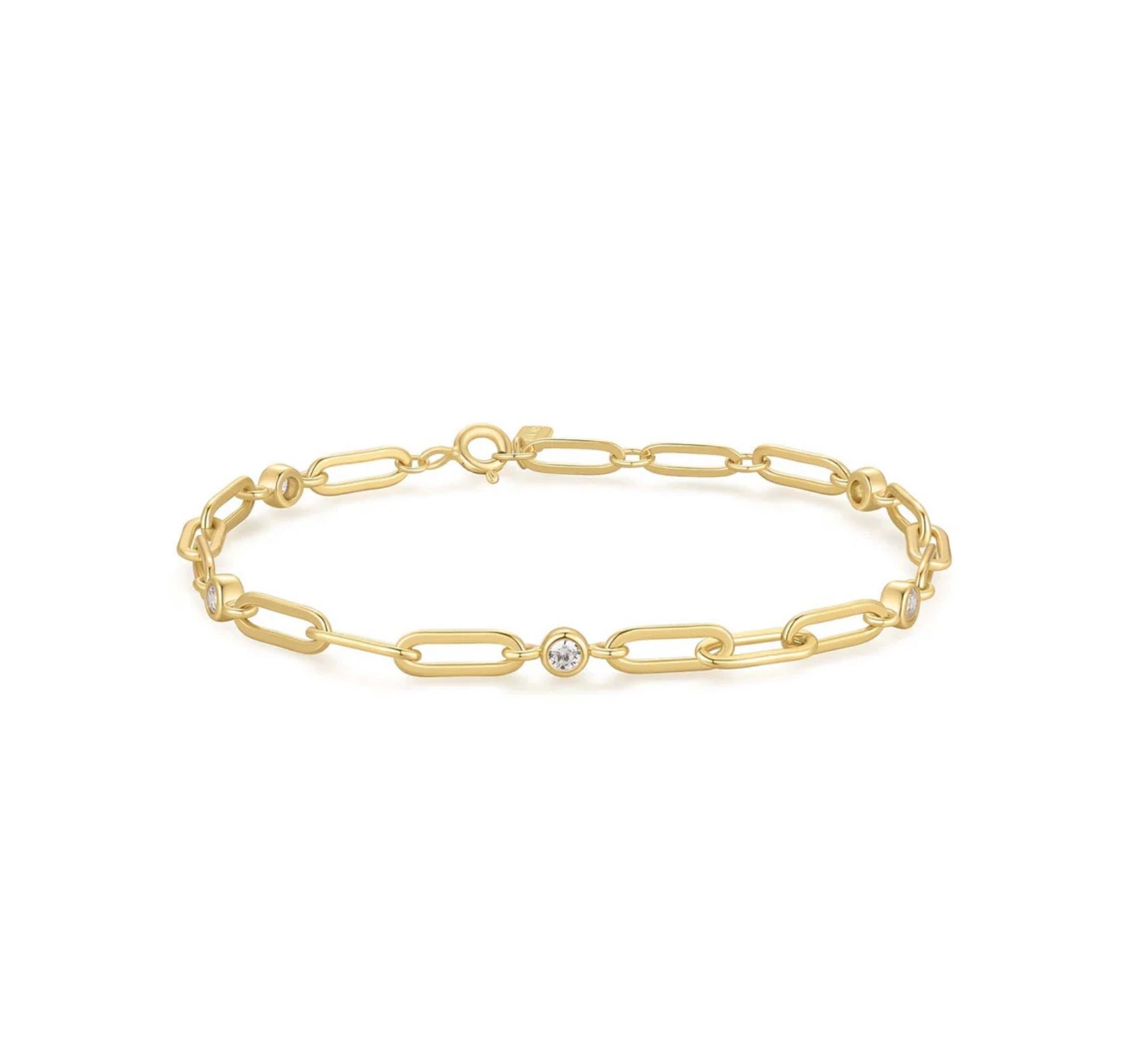 GOLD BEZEL STATION PAPER CLIP CHAIN BRACELET