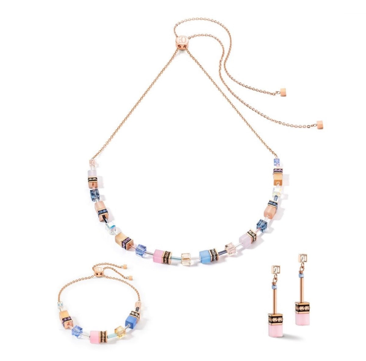 GeoCUBE¨ Iconic Chain earrings pale blue pink