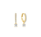 Gold Dangling Sparkle Huggie Hoop Earrings