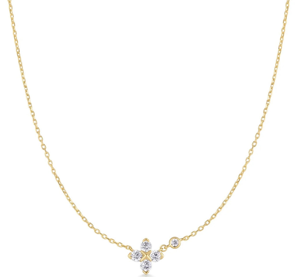Gold Sparkling Lucky Clover Necklace