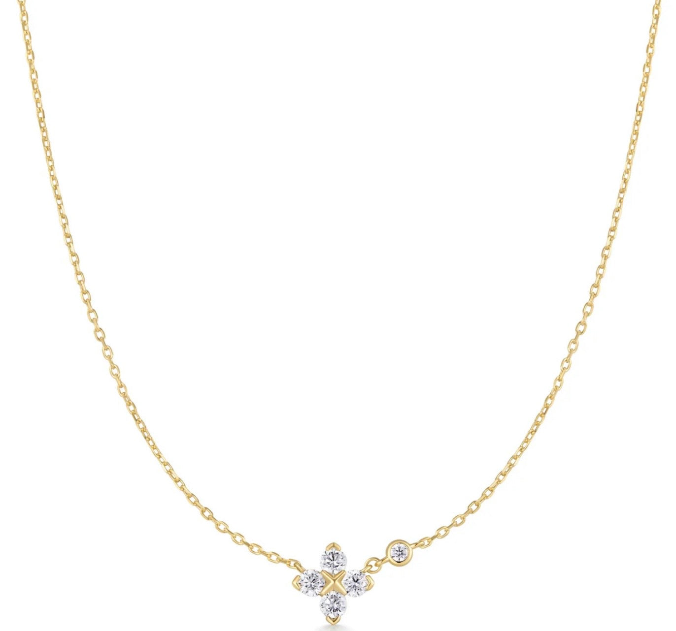 Gold Sparkling Lucky Clover Necklace