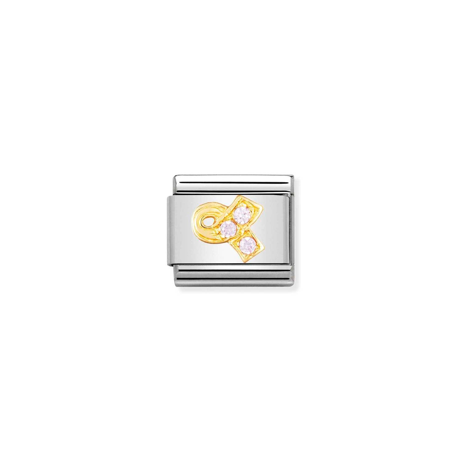 Nomination Classic Gold and Cubic Zirconia Pink ribbon Charm