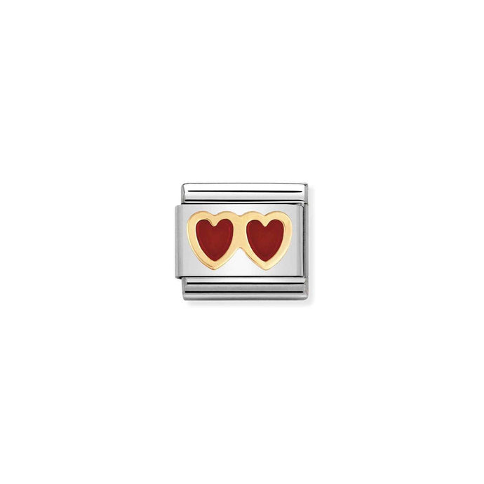 Nomination Classic Gold Red double heart Charm