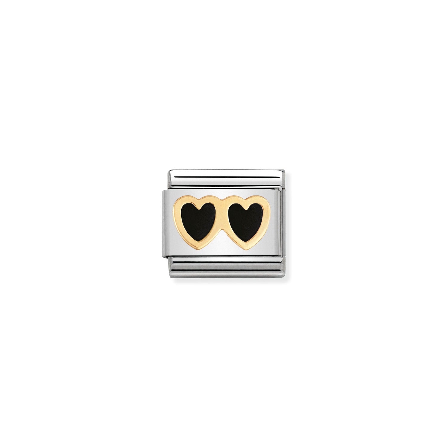 Nomination Classic Gold Black double heart Charm