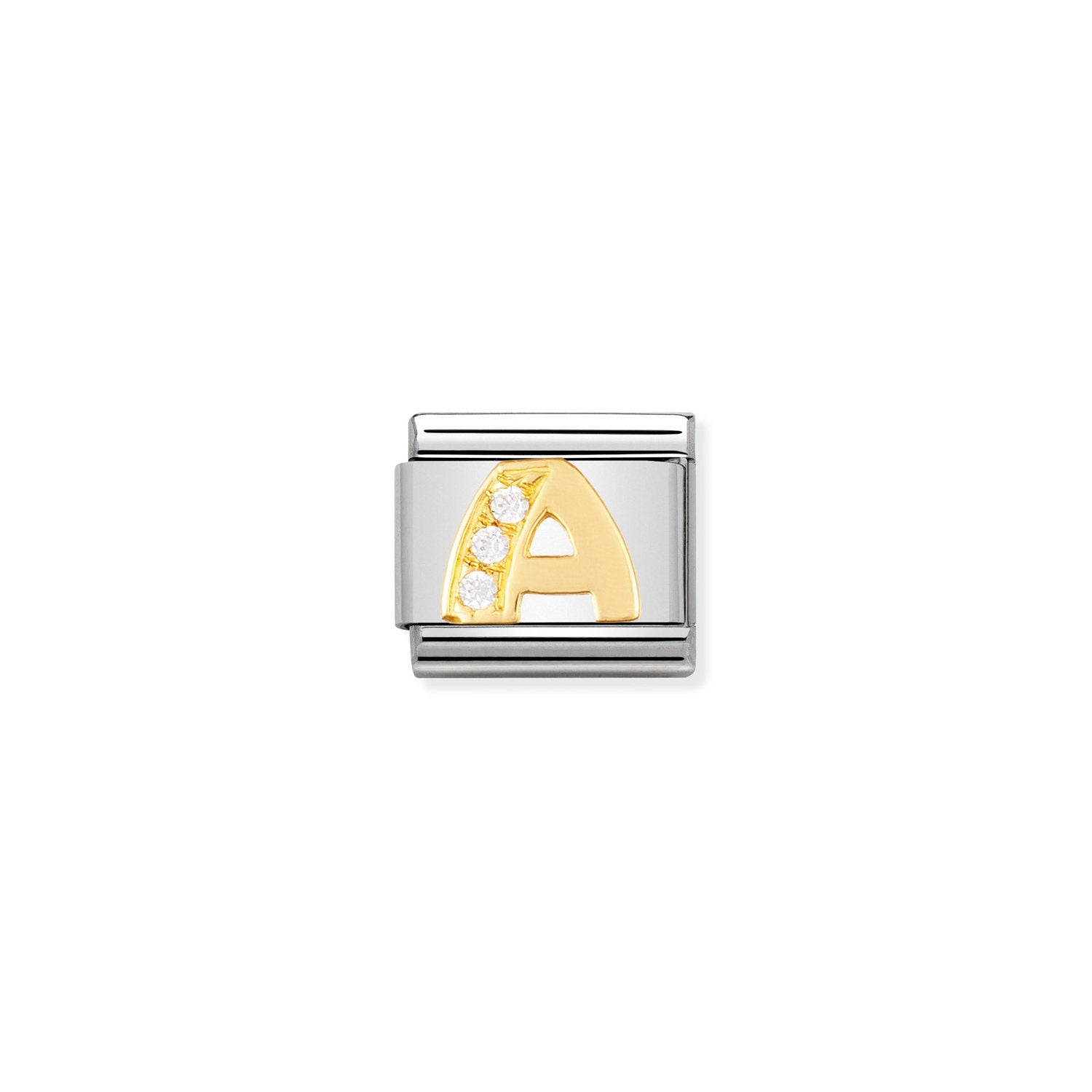 Nomination Classic Gold Letter and Cubic Zirconia A Charm