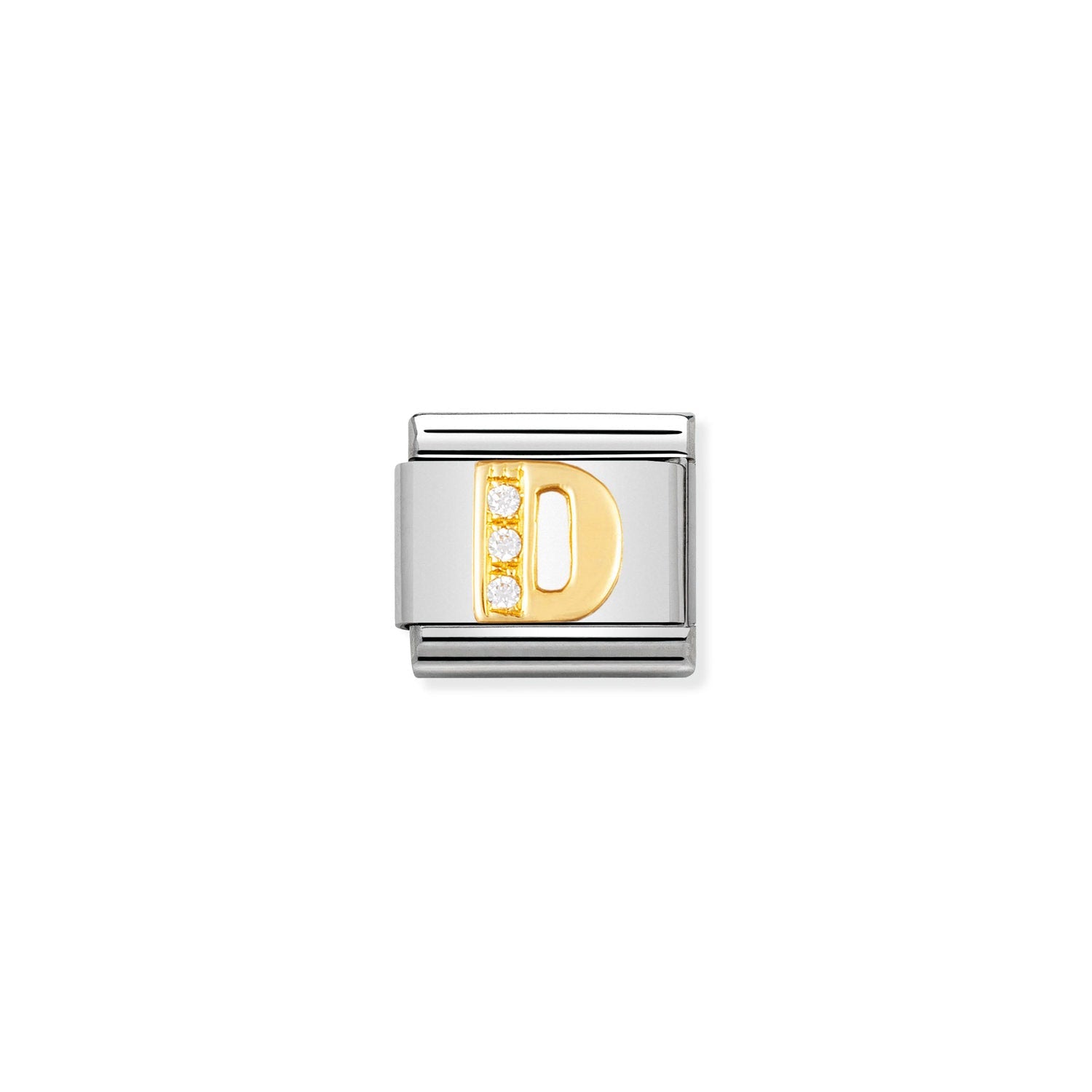 Nomination Classic Gold Letter and Cubic Zirconia D Charm