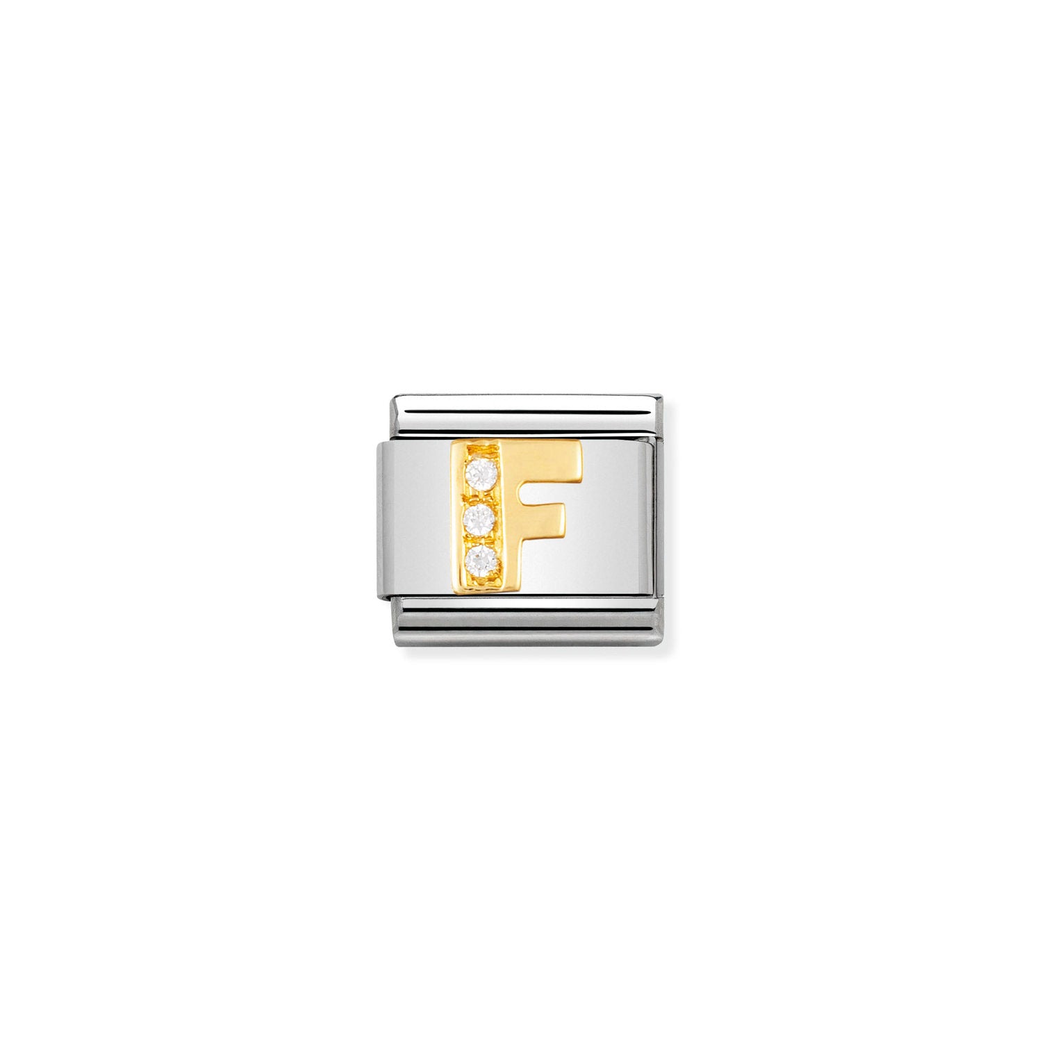 Nomination Classic Gold Letter and Cubic Zirconia F Charm