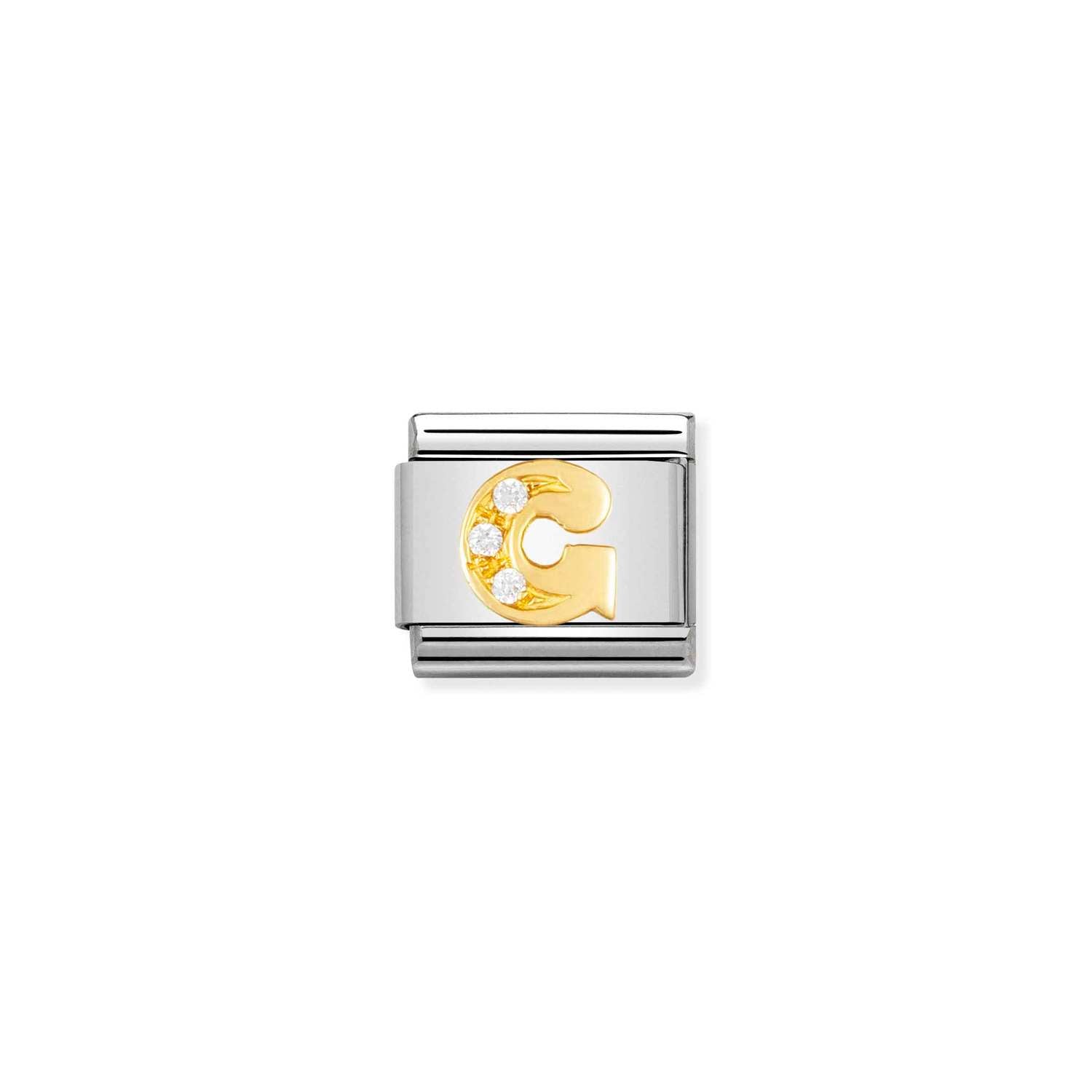 Nomination Classic Gold Letter and Cubic Zirconia G Charm