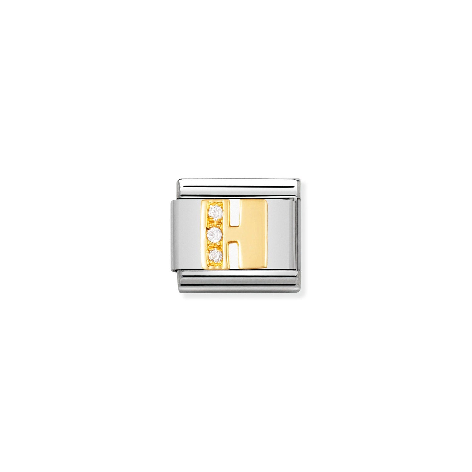 Nomination Classic Gold Letter and Cubic Zirconia H Charm