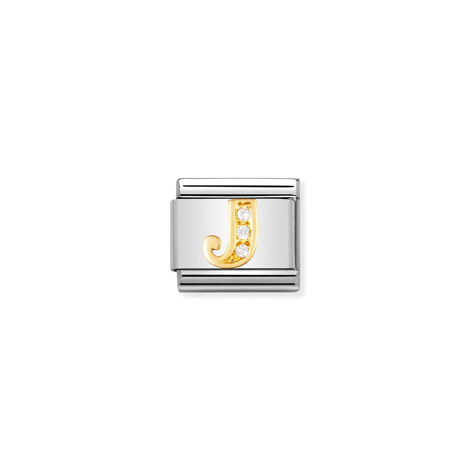 Nomination Classic Gold Letter and Cubic Zirconia J Charm