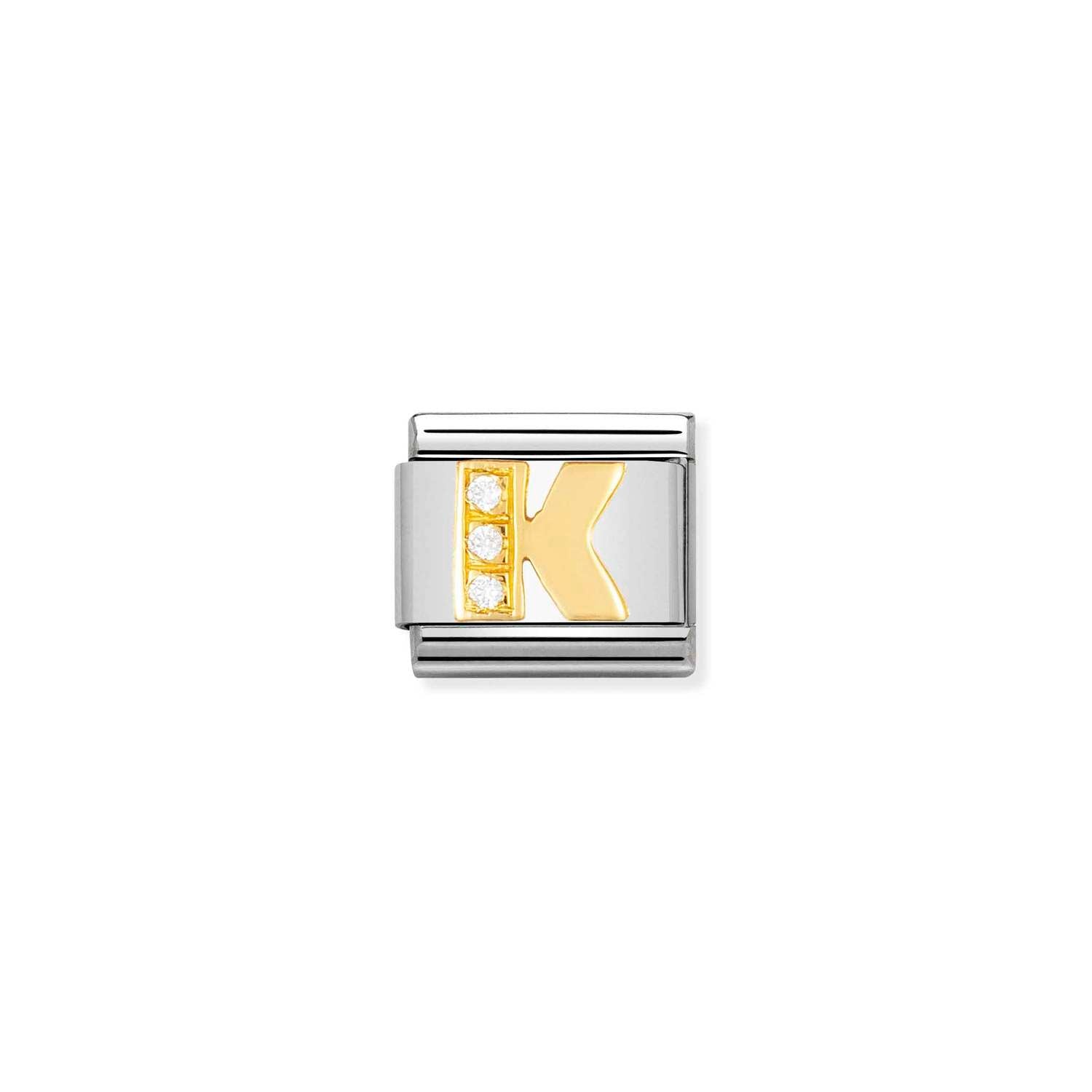 Nomination Classic Gold Letter and Cubic Zirconia K Charm