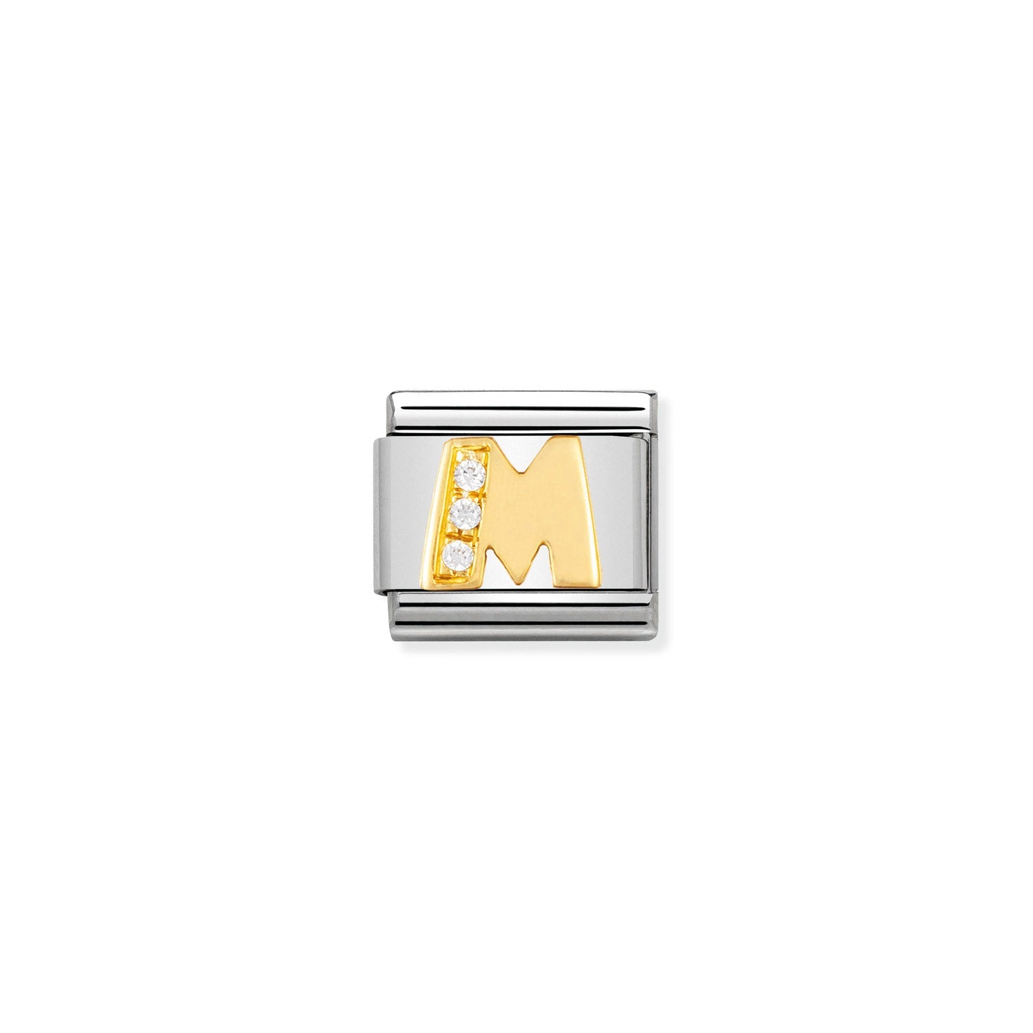 Nomination Classic Gold Letter and Cubic Zirconia M Charm