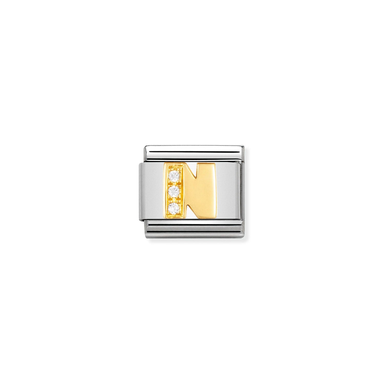 Nomination Classic Gold Letter and Cubic Zirconia N Charm