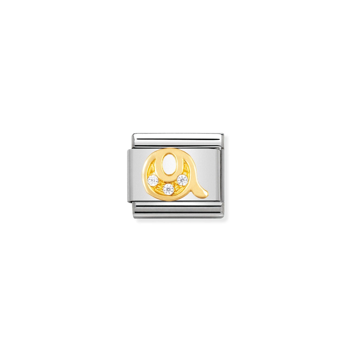 Nomination Classic Gold Letter and Cubic Zirconia Q Charm