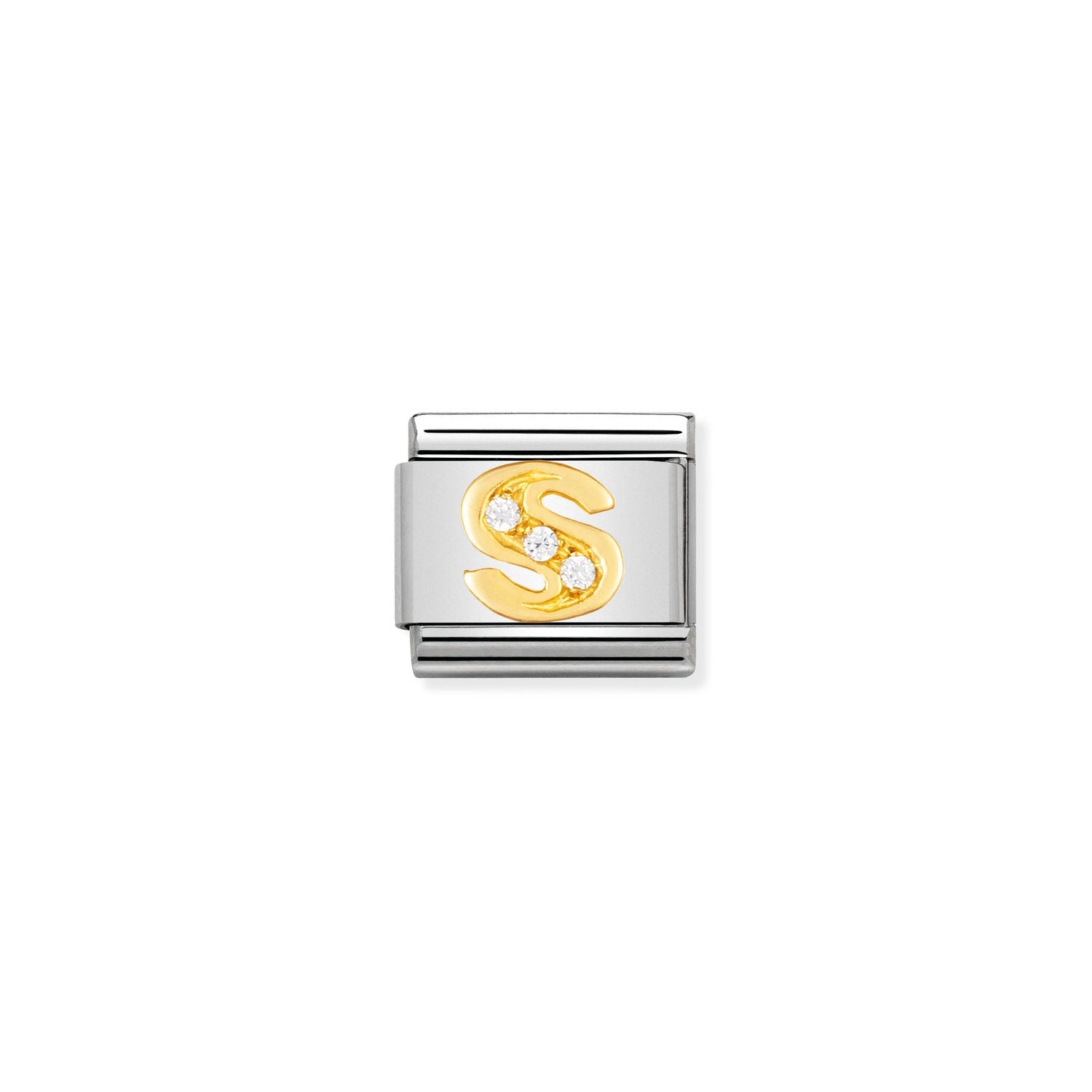Nomination Classic Gold Letter and Cubic Zirconia S Charm