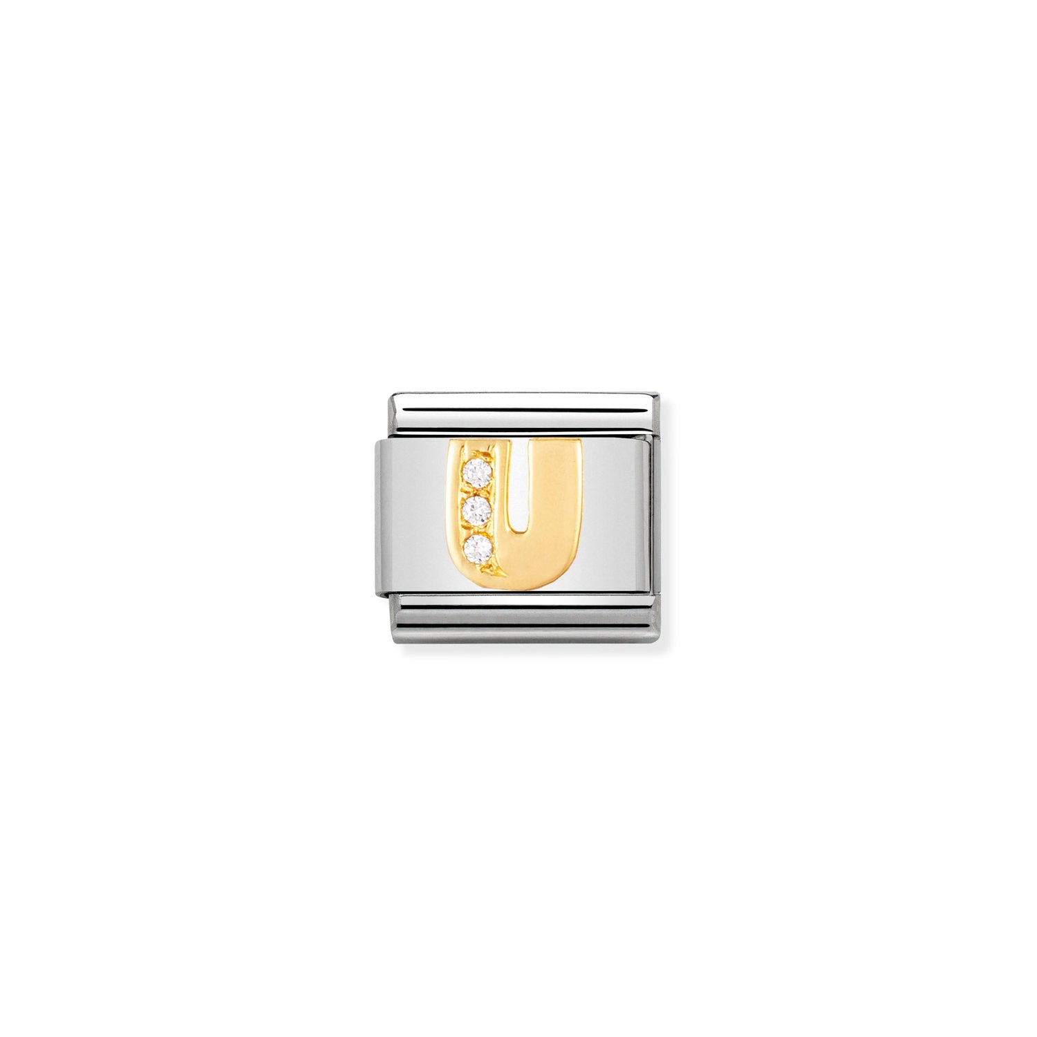 Nomination Classic Gold Letter and Cubic Zirconia U Charm