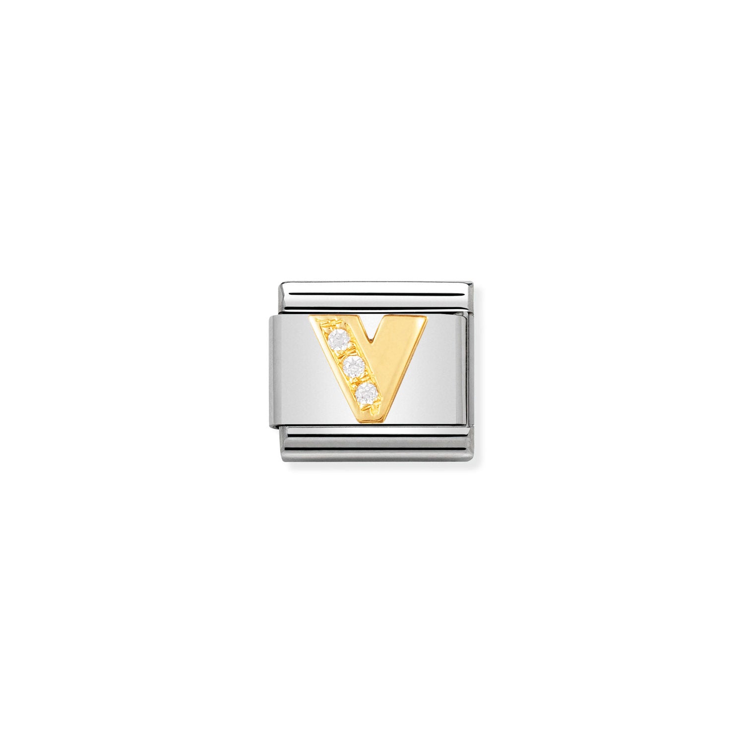 Nomination Classic Gold Letter and Cubic Zirconia V Charm