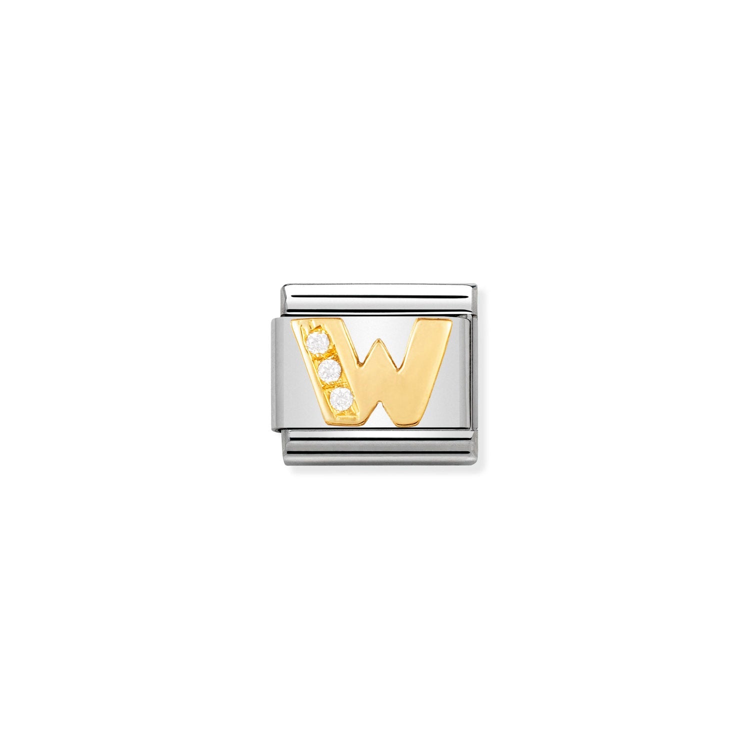 Nomination Classic Gold Letter and Cubic Zirconia W Charm