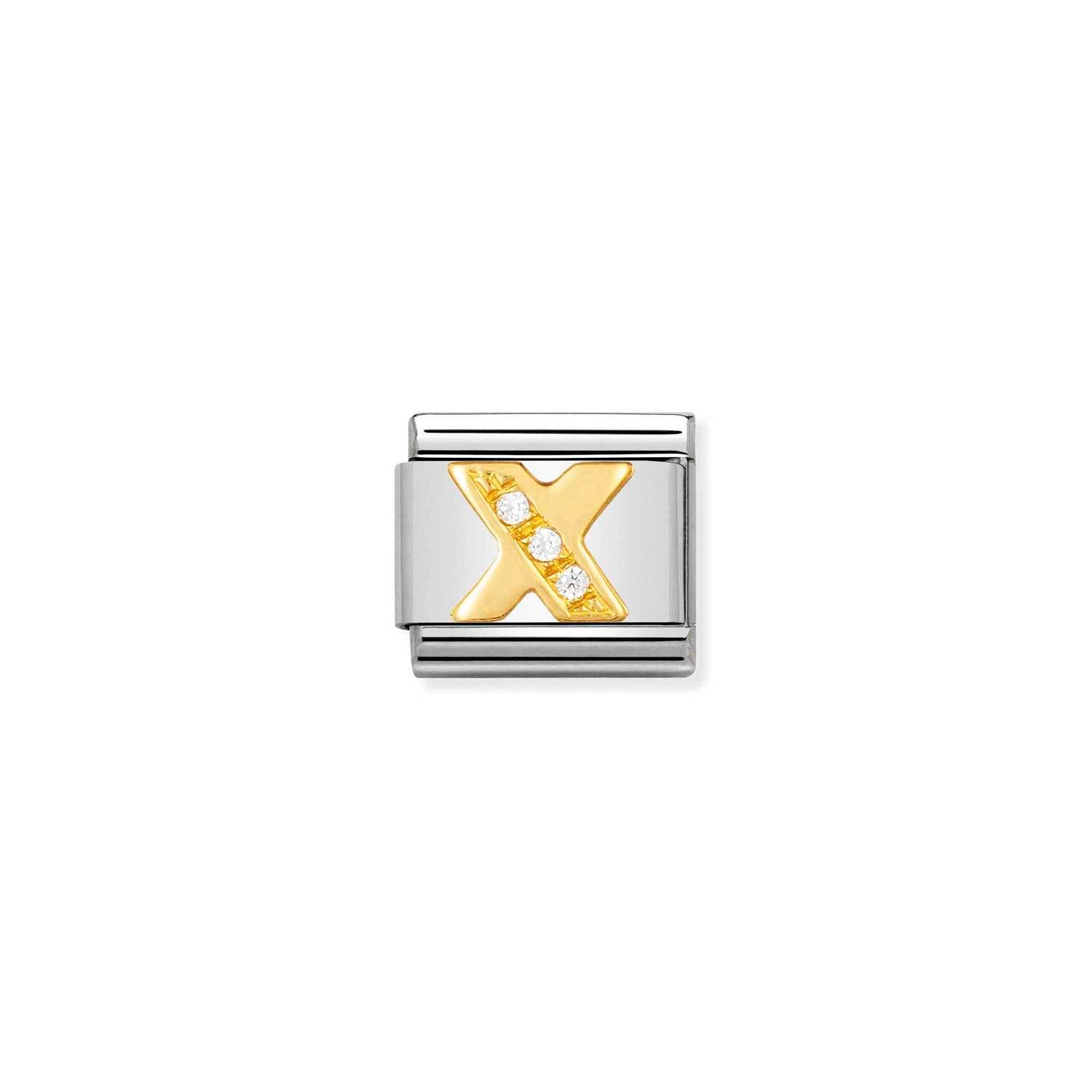 Nomination Classic Gold Letter and Cubic Zirconia X Charm